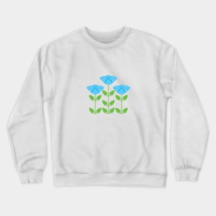 Three Japanese style blue flowers Crewneck Sweatshirt